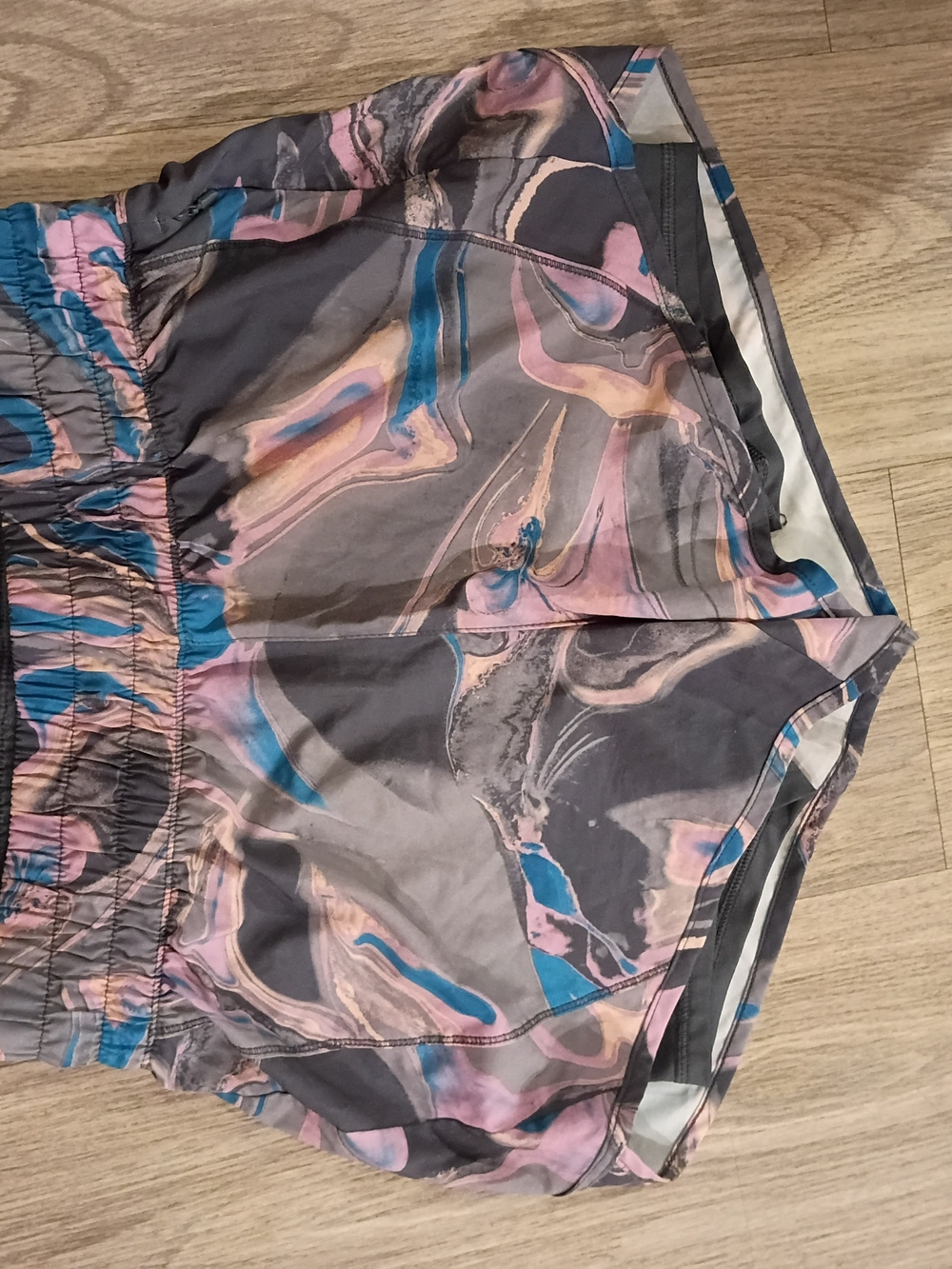 Avia Women's Marble-Print Swim Shorts — Pink, Blue & Gray